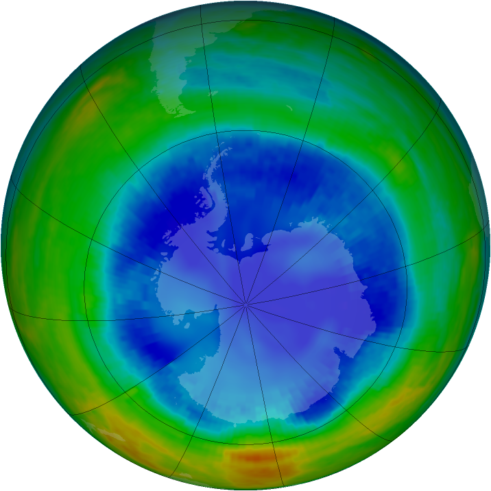 Antarctic ozone map for 24 August 2001